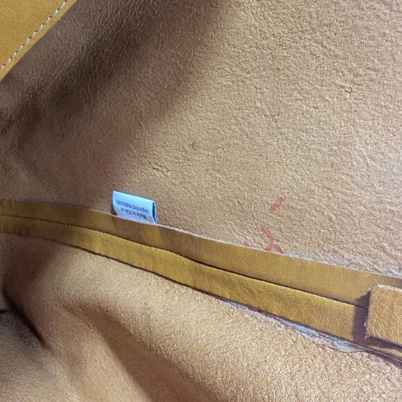 Clare V. Bateau Tote Bag Tan Black White Handle Strap Medium Crossbody Leather - Picture 5 of 7